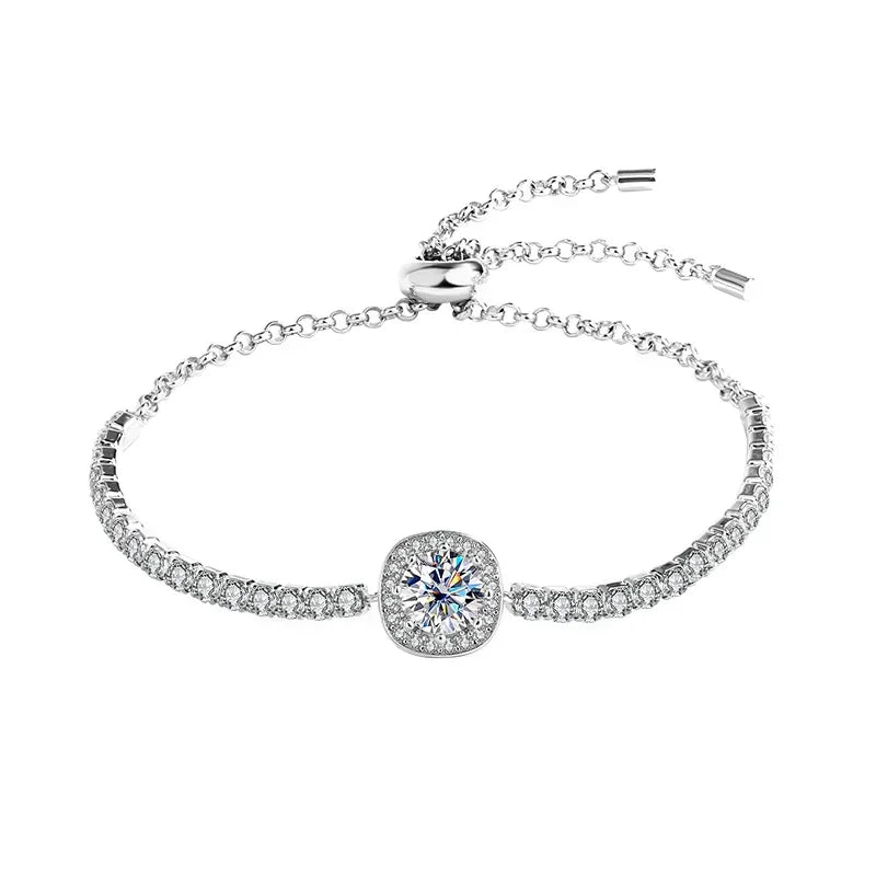 Pulseira Moissanite 1ct Prata 925 Feminina
