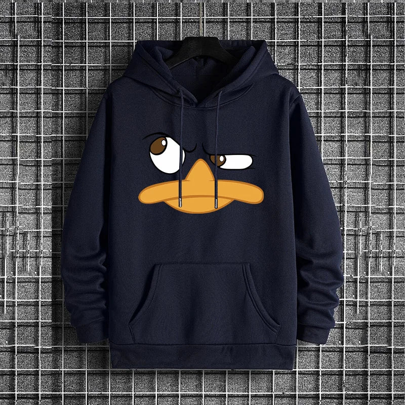 Funy Cartoon Duck Men Hoodies Male Trendy Casual Autumn Winter Style Hoody 2025 Streetwear Fashion Hip Hop Hooded Sweatshirt