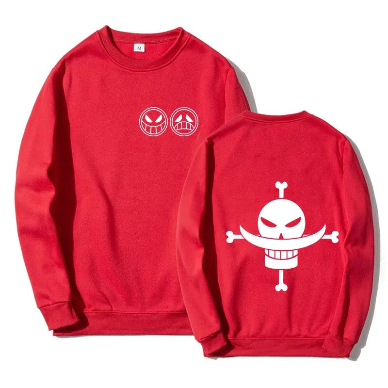 Autumn Men Anime Pirate Ace Edward Newgate Print Men's Pullover Casual Sweatshirts Unisex O-Neck Solid Hoodie Hip Hop Top