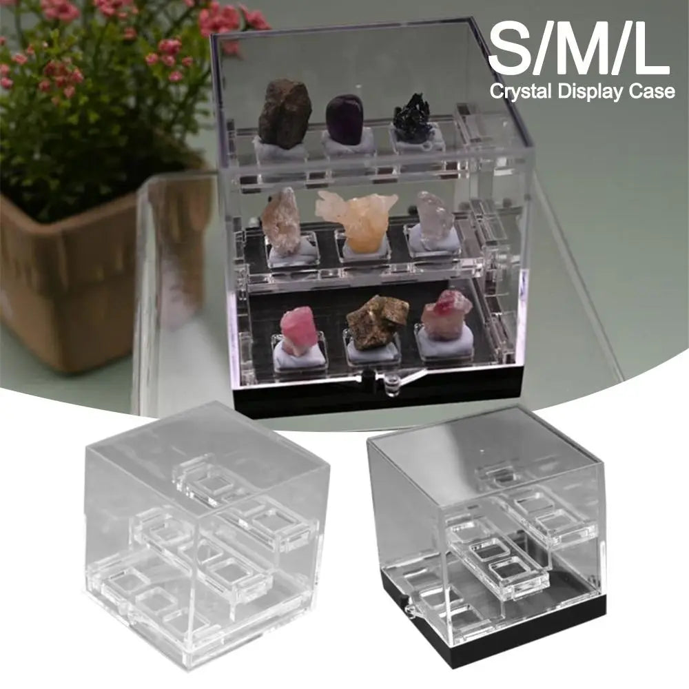Acrylic Crystal Display Case Display Holder Organizers Stones Rocks Gemstones Collection Three-layer Display Rack Container