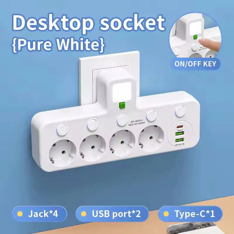 Filtro de Linha com Tomadas e Portas USB (Plug UE)