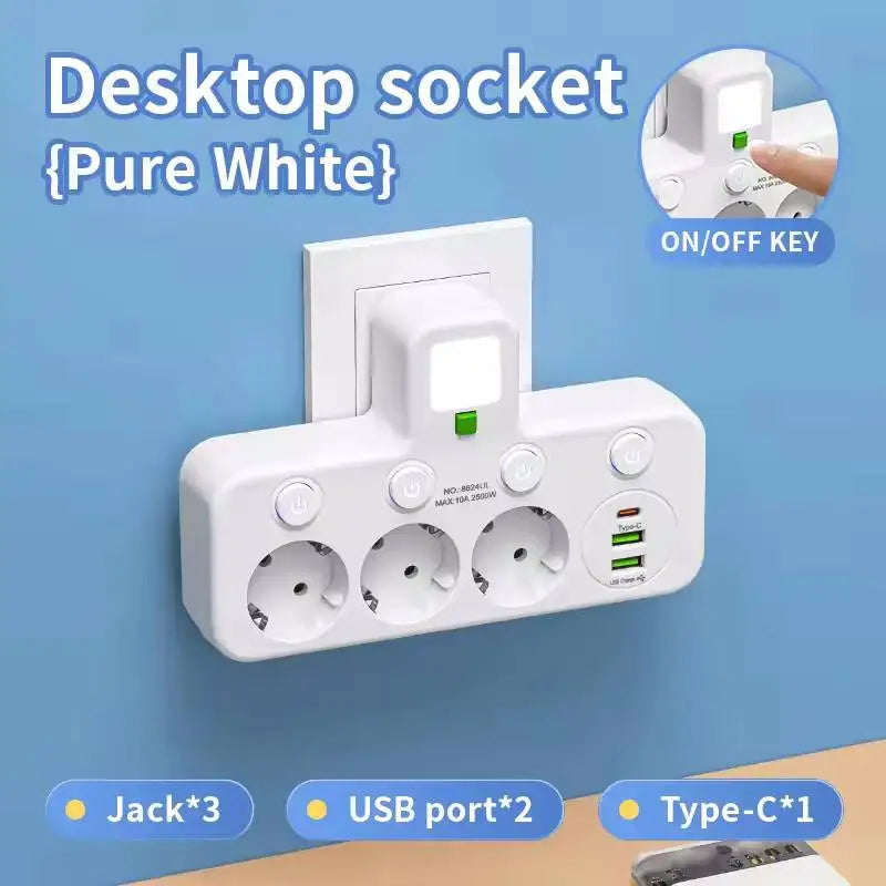 Filtro de Linha com Tomadas e Portas USB (Plug UE)