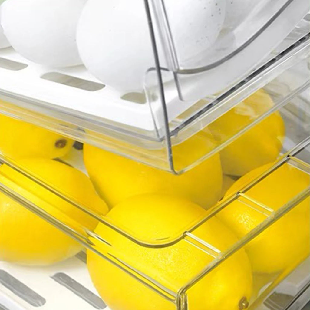 Organizador Empilhável para Geladeira com Gaveta