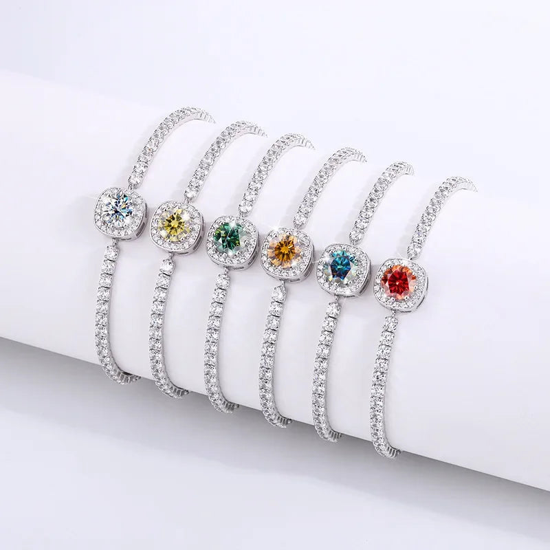 Pulseira Moissanite 1ct Prata 925 Feminina