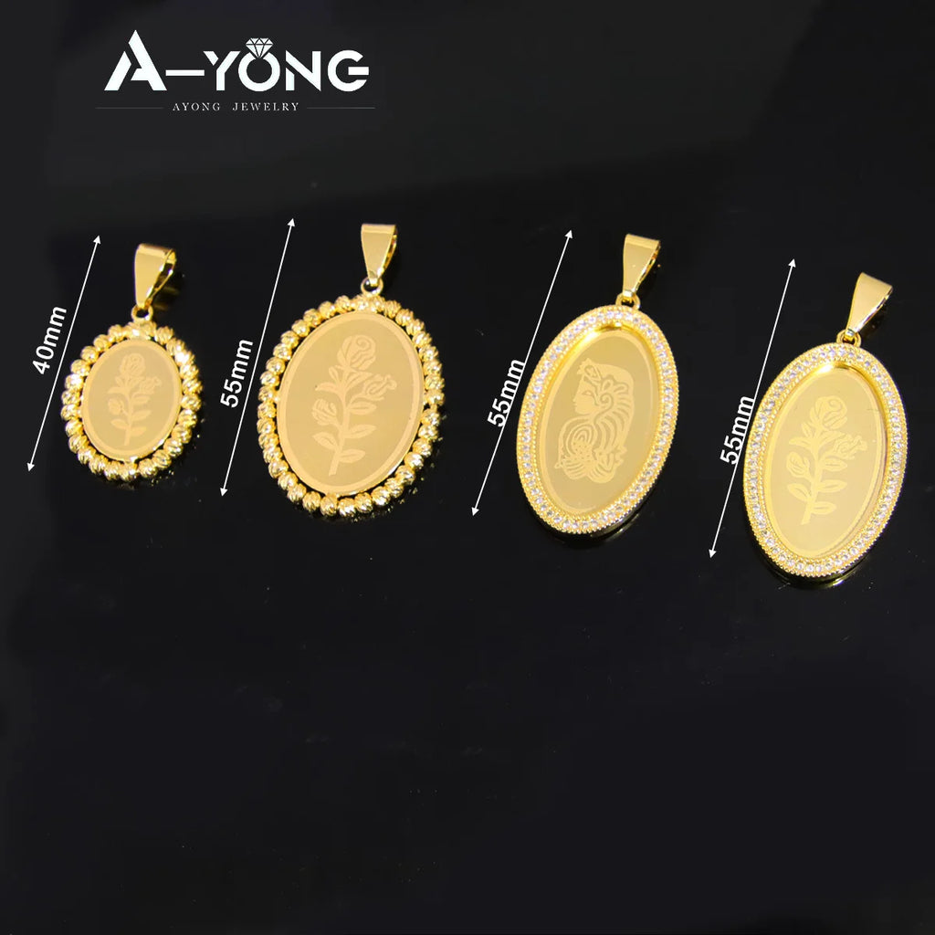 Pingente Oval Banhado a Ouro 18k Estilo Dubai