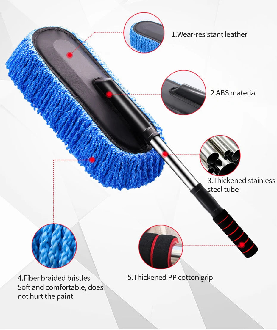 Mop de Microfibra para Lavagem de Carro com Cabo Extensível