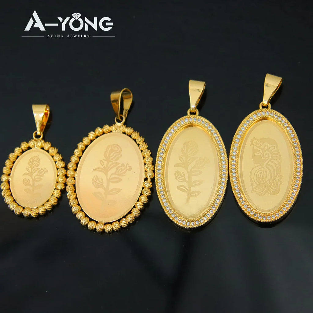 Pingente Oval Banhado a Ouro 18k Estilo Dubai