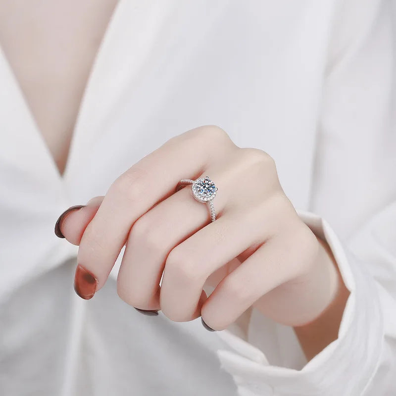 Anel Moissanite Quadrado 1-2ct Prata 925
