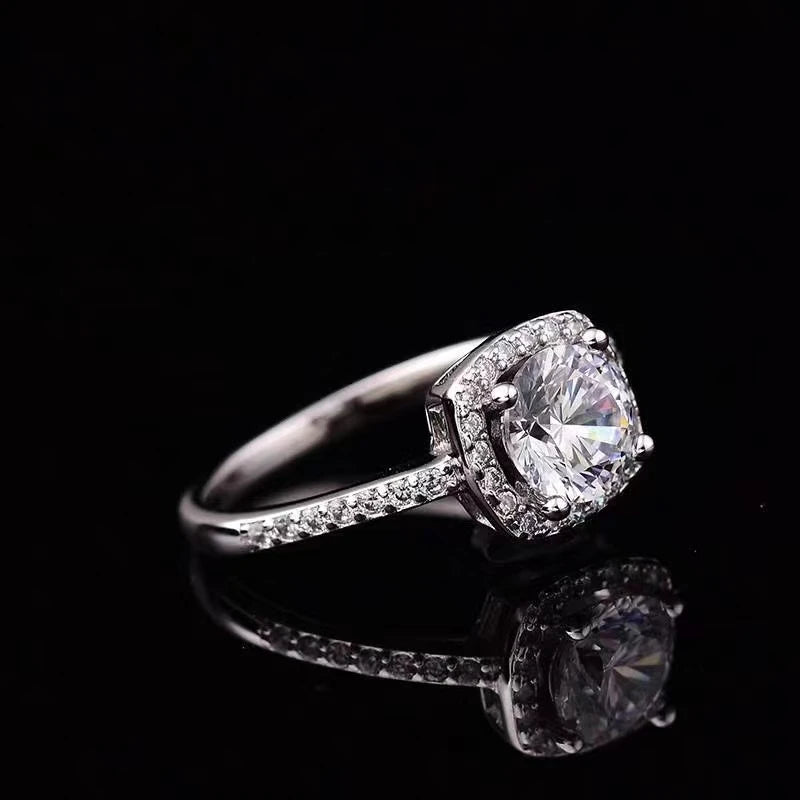 Anel Moissanite Quadrado 1-2ct Prata 925