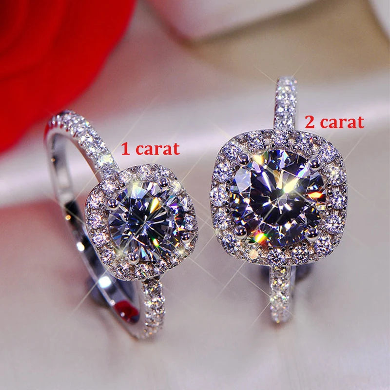 Anel Moissanite Quadrado 1-2ct Prata 925