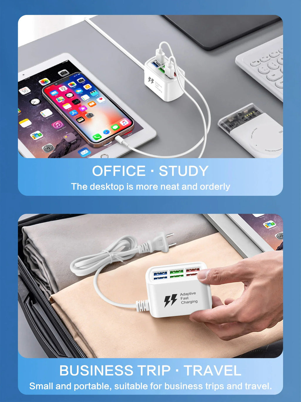 Carregador USB Rápido 6 em 1 com Cabo 1m