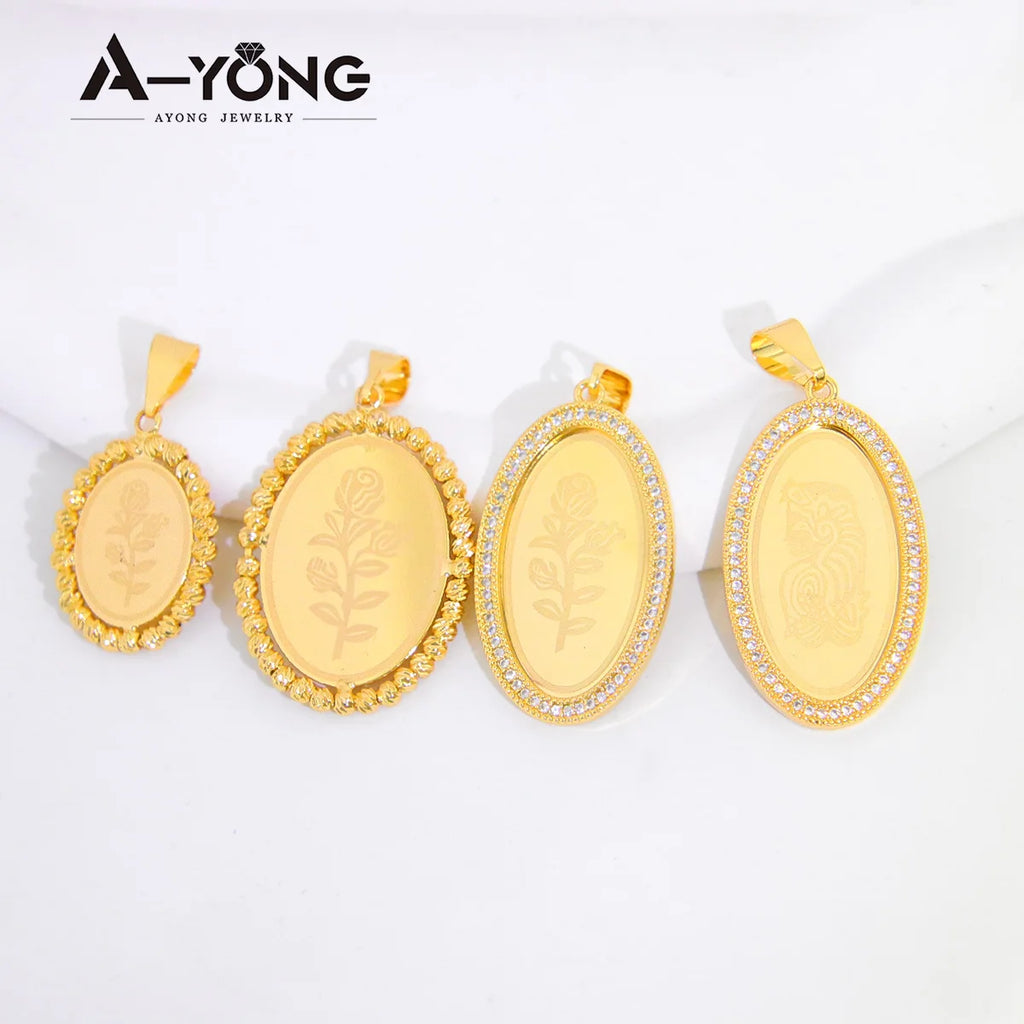 Pingente Oval Banhado a Ouro 18k Estilo Dubai