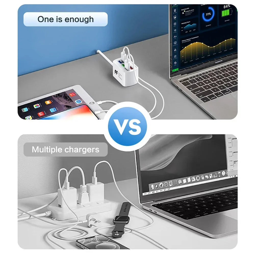 Carregador USB Rápido 6 em 1 com Cabo 1m