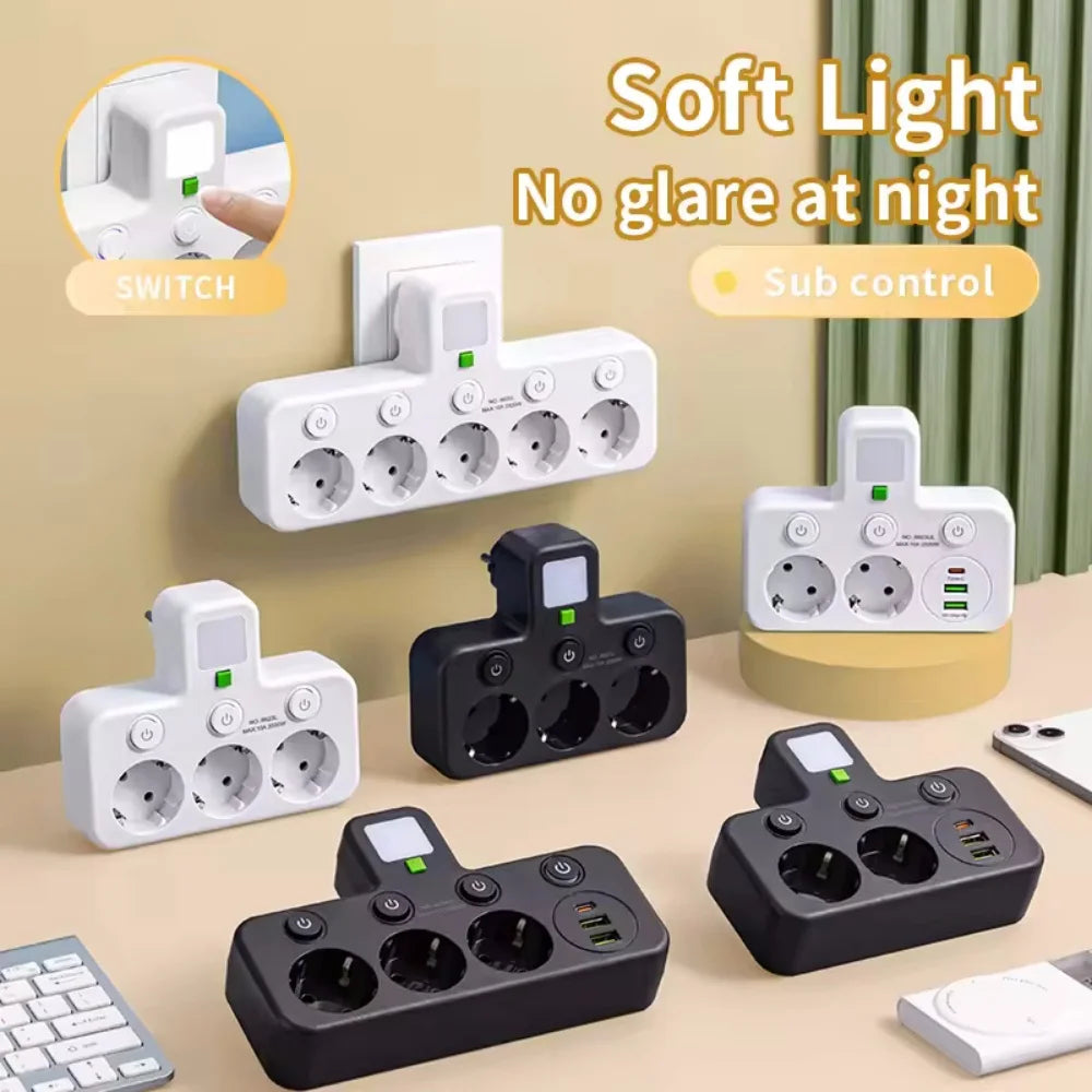 Filtro de Linha com Tomadas e Portas USB (Plug UE)