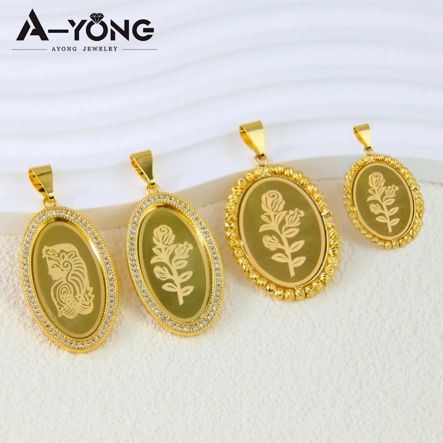 Pingente Oval Banhado a Ouro 18k Estilo Dubai