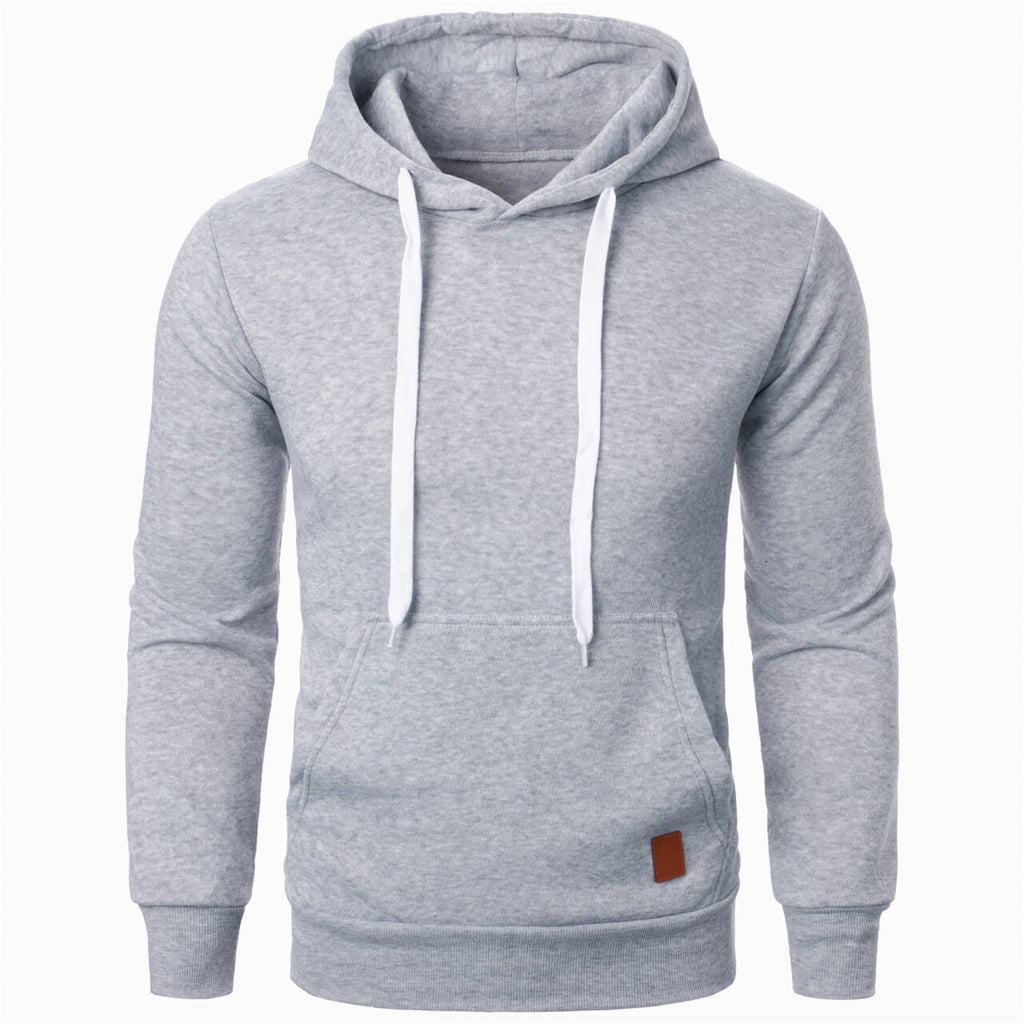 Men's autumn and winter solid color outdoor sports casual hoodie top