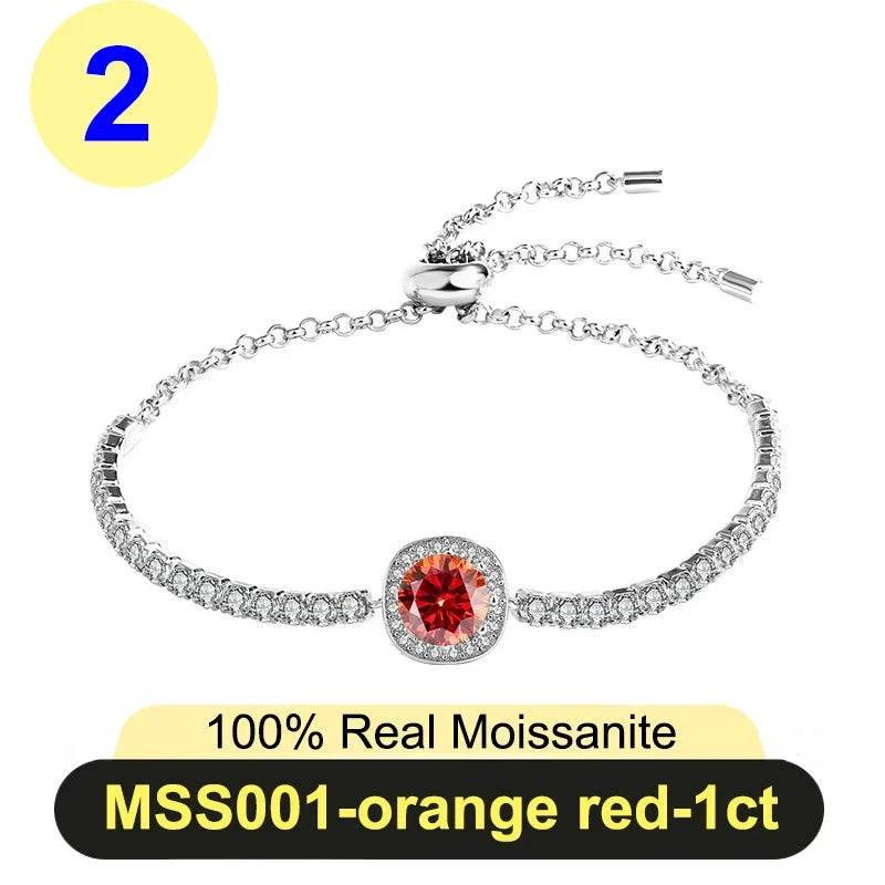 Pulseira Moissanite 1ct Prata 925 Feminina