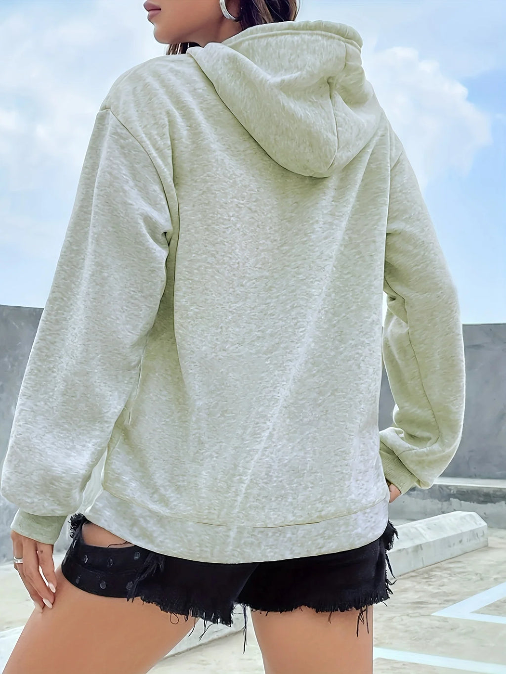 Warm Milano Italy Letter Print Hoodie Women Long Sleeve Sweatshirt with Pocket Fashionable Hooded Sweatshirts Autumn Winter