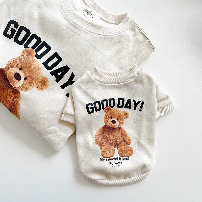 Autumn Dog Hoodies Cute Print Dog Clothing Fashion Puppy Sweatshirt Cartoon Bear Cat Hoodies Pet Pullovers Bichon Frise Costumes