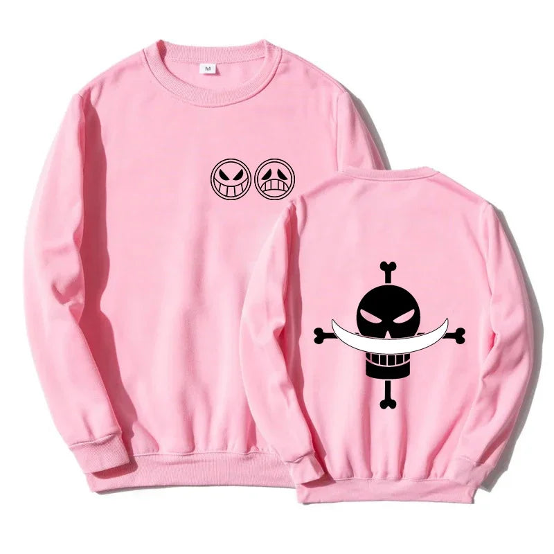 Autumn Men Anime Pirate Ace Edward Newgate Print Men's Pullover Casual Sweatshirts Unisex O-Neck Solid Hoodie Hip Hop Top