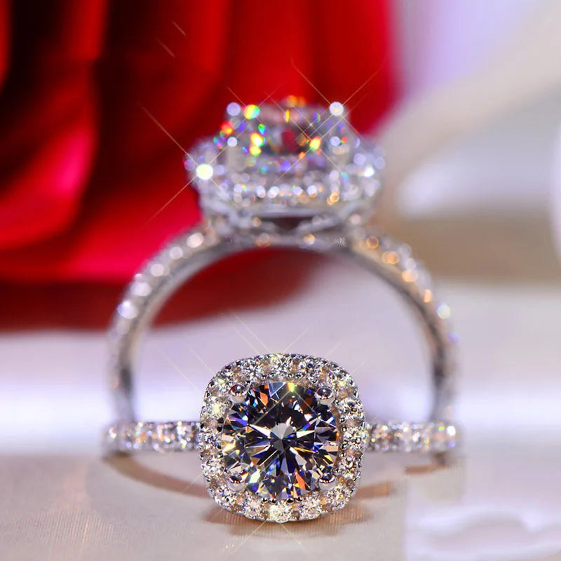 Anel Moissanite Quadrado 1-2ct Prata 925