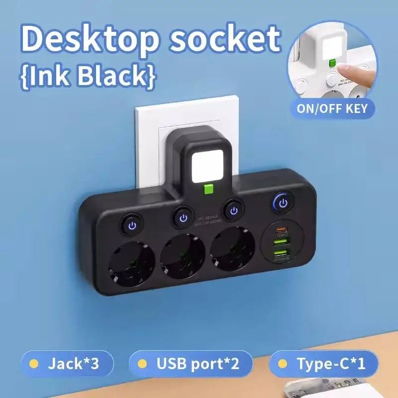 Filtro de Linha com Tomadas e Portas USB (Plug UE)