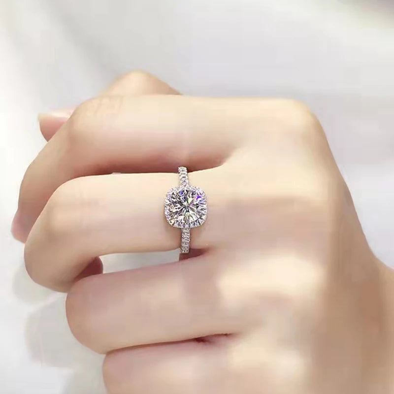 Anel Moissanite Quadrado 1-2ct Prata 925
