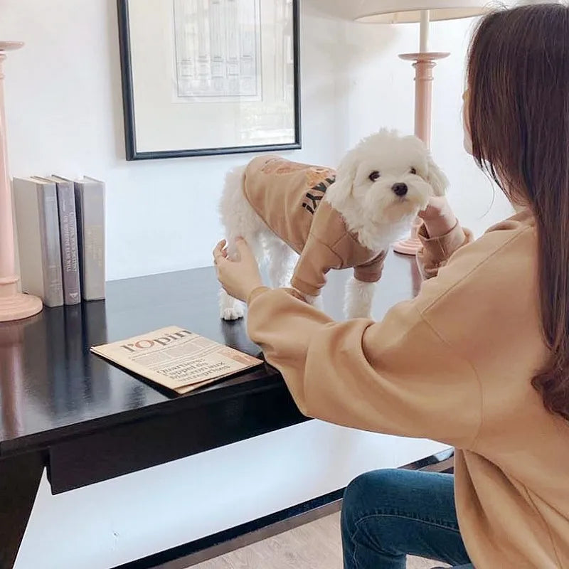 Autumn Dog Hoodies Cute Print Dog Clothing Fashion Puppy Sweatshirt Cartoon Bear Cat Hoodies Pet Pullovers Bichon Frise Costumes