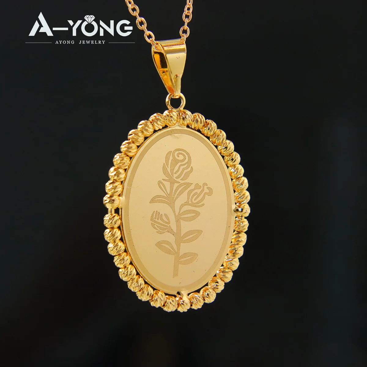 Pingente Oval Banhado a Ouro 18k Estilo Dubai