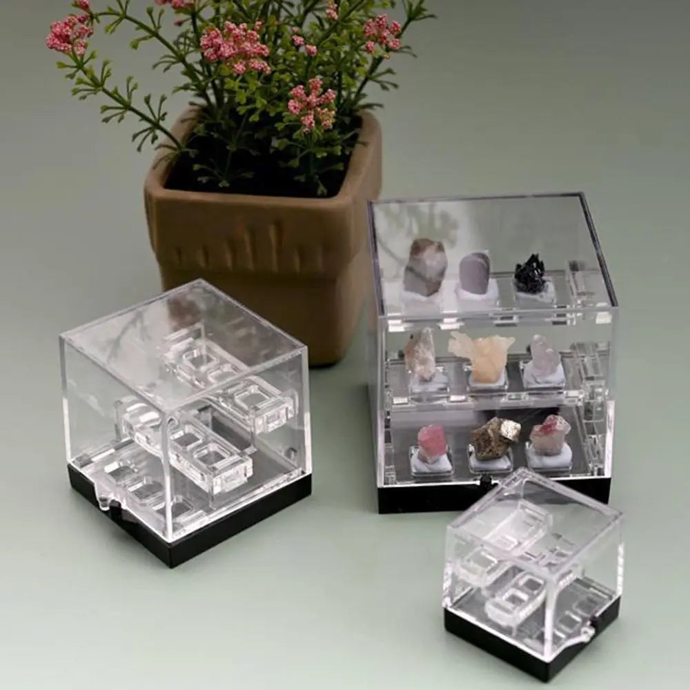 Acrylic Crystal Display Case Display Holder Organizers Stones Rocks Gemstones Collection Three-layer Display Rack Container