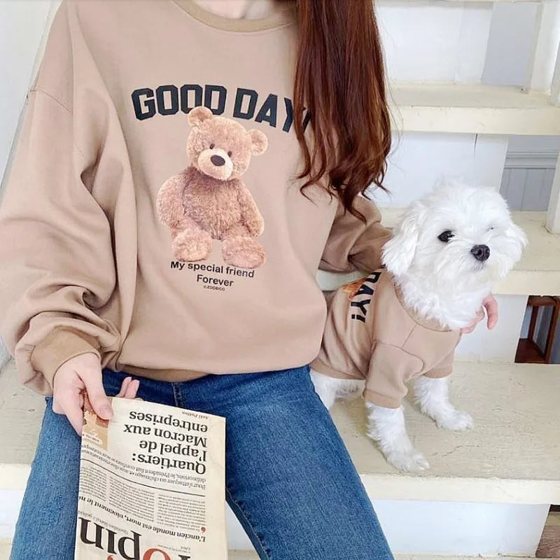 Autumn Dog Hoodies Cute Print Dog Clothing Fashion Puppy Sweatshirt Cartoon Bear Cat Hoodies Pet Pullovers Bichon Frise Costumes
