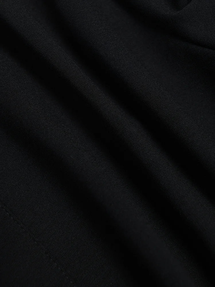 EAM Black Ruffles Irregular Sweatshirt Loose Fit New Turtleneck Long Sleeve Women Big Size Fashion Spring Autumn 2026 1A52901