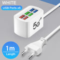 Carregador USB Rápido 6 em 1 com Cabo 1m