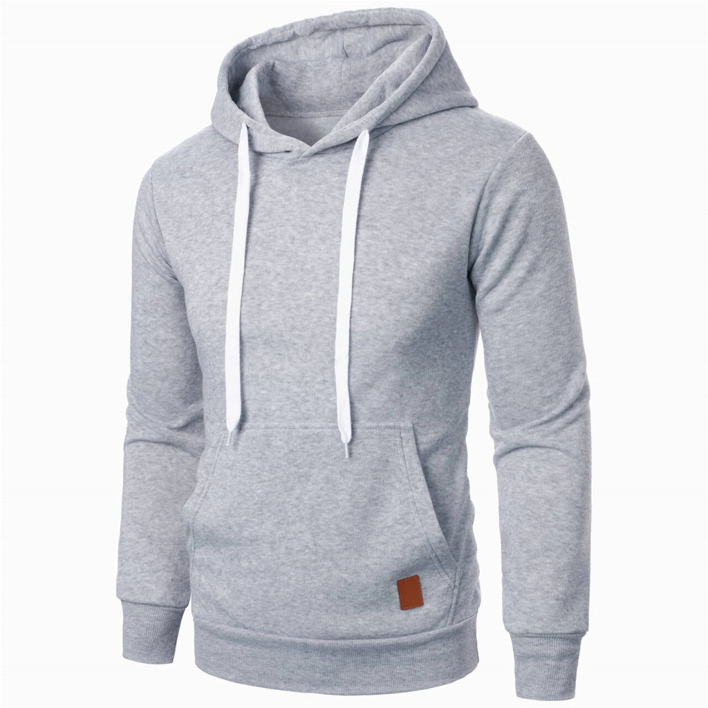 Men's autumn and winter solid color outdoor sports casual hoodie top