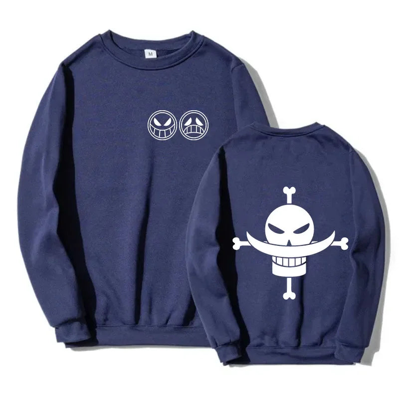 Autumn Men Anime Pirate Ace Edward Newgate Print Men's Pullover Casual Sweatshirts Unisex O-Neck Solid Hoodie Hip Hop Top