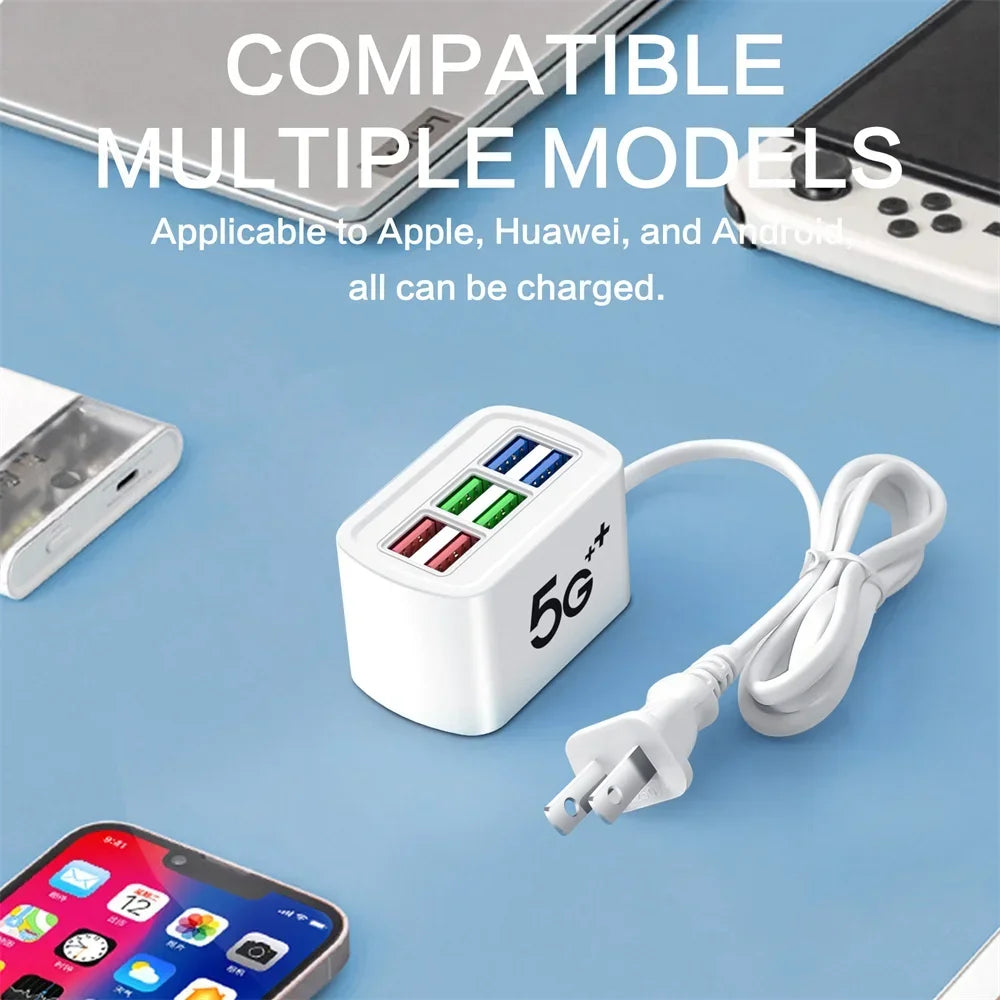 Carregador USB Rápido 6 em 1 com Cabo 1m