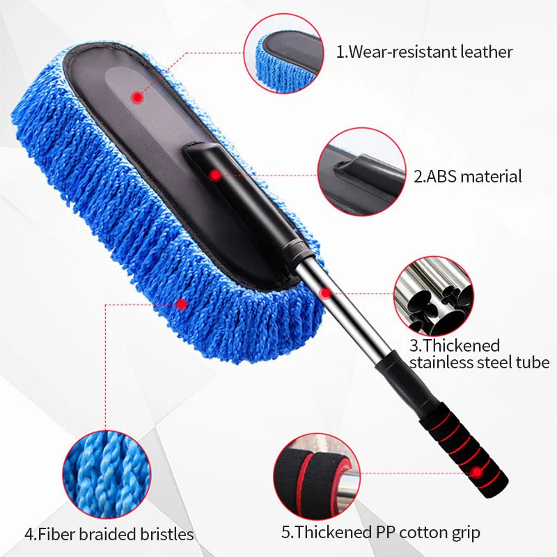 Mop de Microfibra para Lavagem de Carro com Cabo Extensível