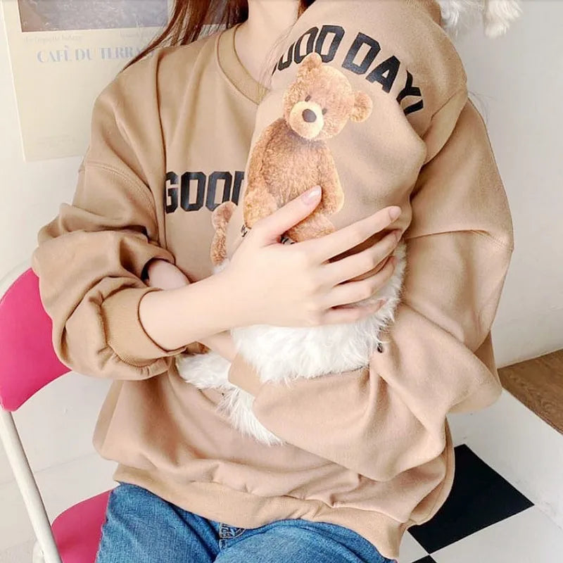 Autumn Dog Hoodies Cute Print Dog Clothing Fashion Puppy Sweatshirt Cartoon Bear Cat Hoodies Pet Pullovers Bichon Frise Costumes