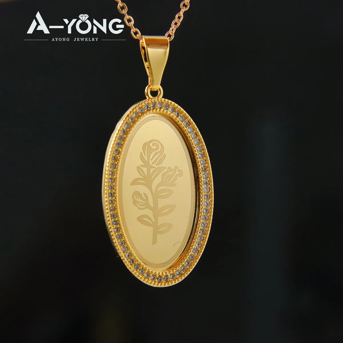 Pingente Oval Banhado a Ouro 18k Estilo Dubai