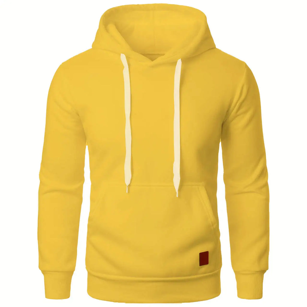 Men's autumn and winter solid color outdoor sports casual hoodie top