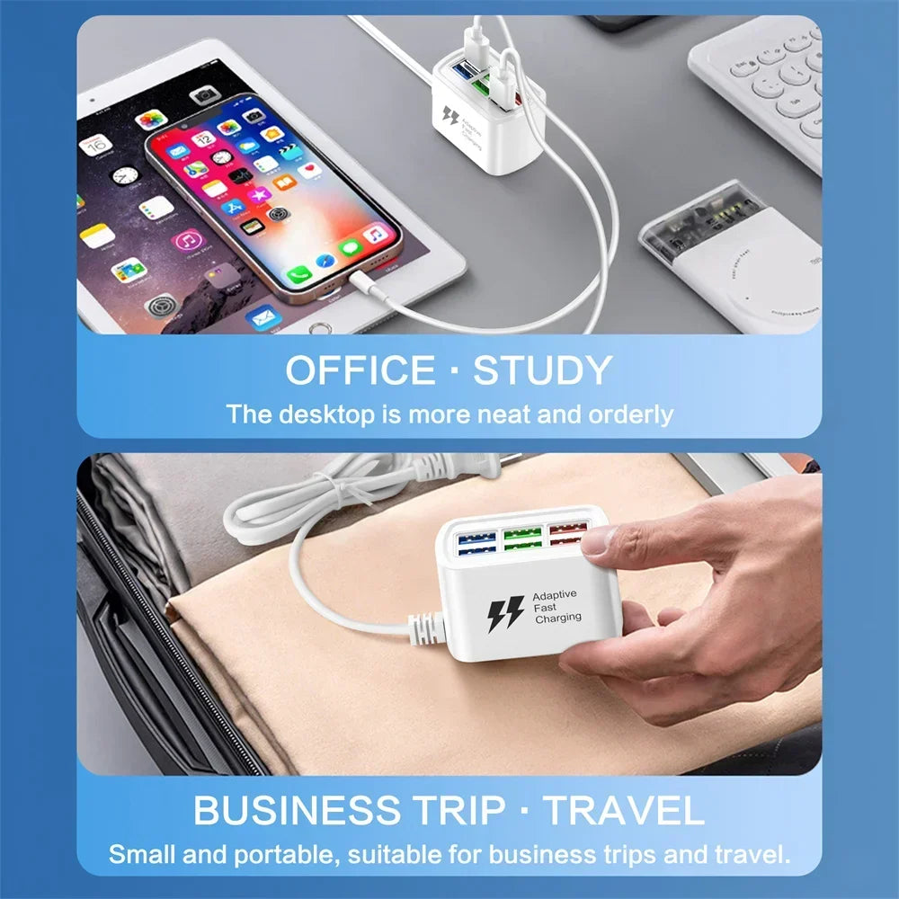 Carregador USB Rápido 6 em 1 com Cabo 1m