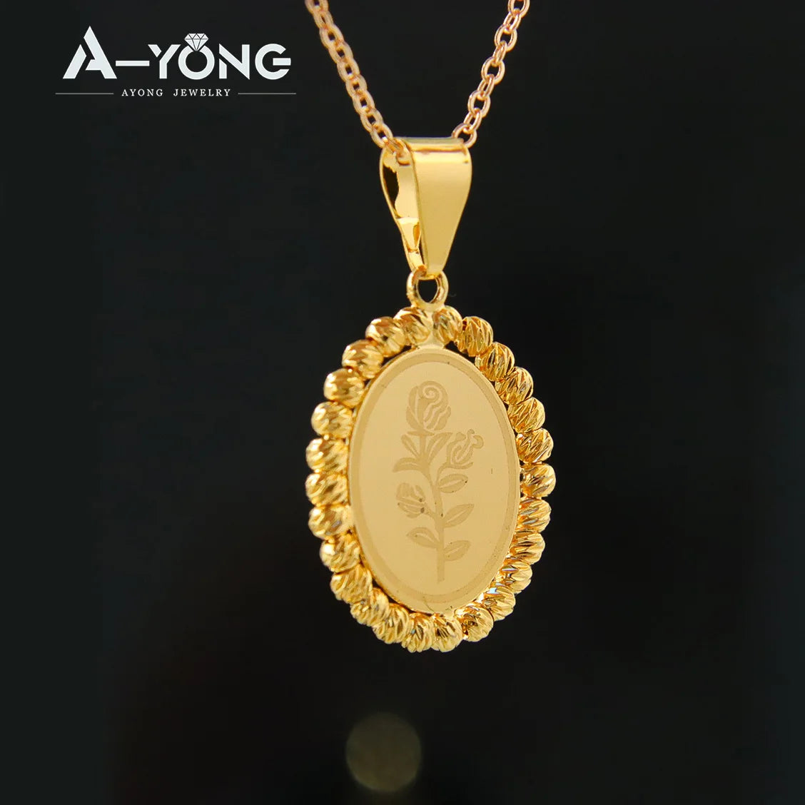 Pingente Oval Banhado a Ouro 18k Estilo Dubai